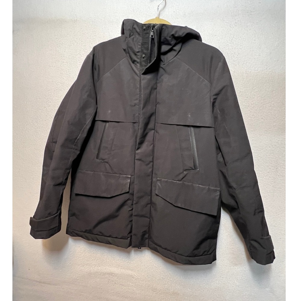 Global Work Mens‎ Black Hooded Puffer Jacket Coat